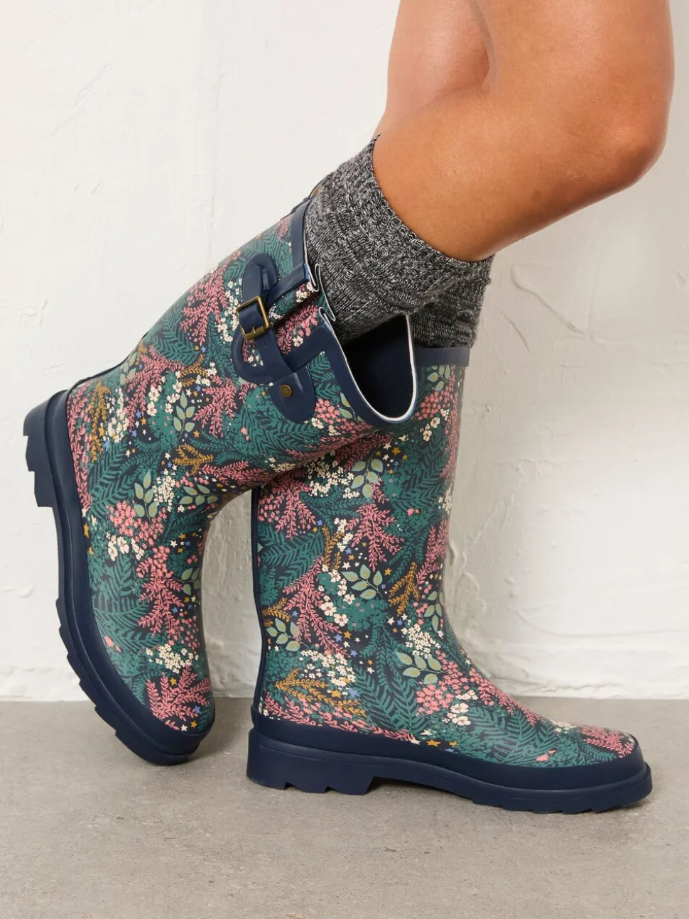 Marineblauw - FatFace Rubber Printed Welly