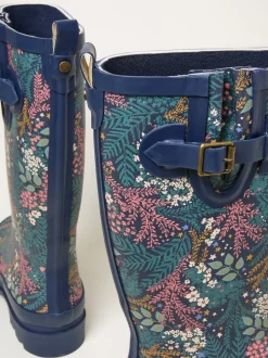 Marineblauw - FatFace Rubber Printed Welly