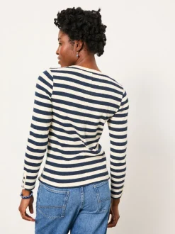 Marineblauw - FatFace Stripe Long Sleeve Top