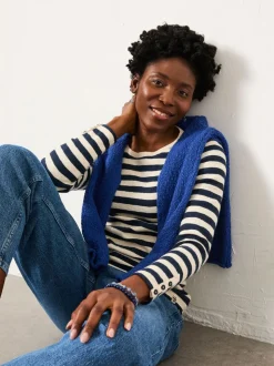 Marineblauw - FatFace Stripe Long Sleeve Top