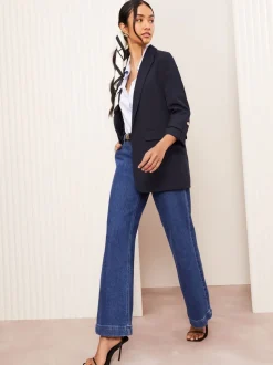 Marineblauw - Friends Like These maatgesneden blazer met mouwdetails