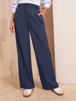 Marineblauw - Friends Like These Premium broek met wijde pijpen en elastiek aan de achterkant