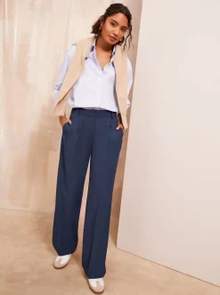 Marineblauw - Friends Like These Premium broek met wijde pijpen en elastiek aan de achterkant