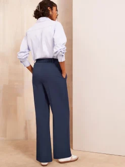 Marineblauw - Friends Like These Premium broek met wijde pijpen en elastiek aan de achterkant