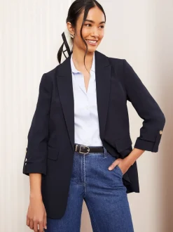 Marineblauw - Friends Like These maatgesneden blazer met mouwdetails