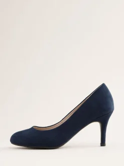 Marineblauw - Friends Like These - Pumps met lage stilettohak, ronde neus en van imitatie suède