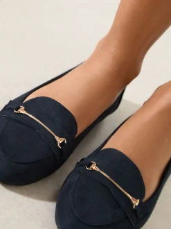 Marineblauw - Friends Like These Faux Suede Snaffle Detail Smart Flat Loafers