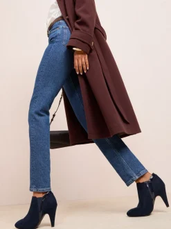 Marineblauw - Friends Like These Mid Heel Mix Material Ankle Boots