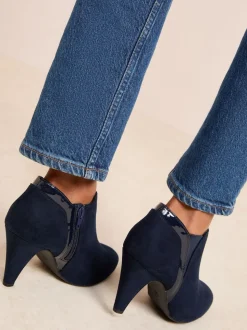 Marineblauw - Friends Like These Mid Heel Mix Material Ankle Boots