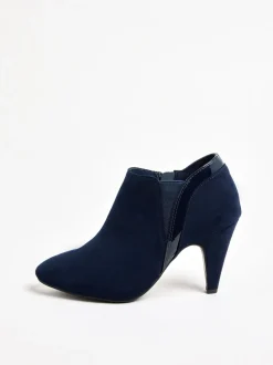 Marineblauw - Friends Like These Mid Heel Mix Material Ankle Boots