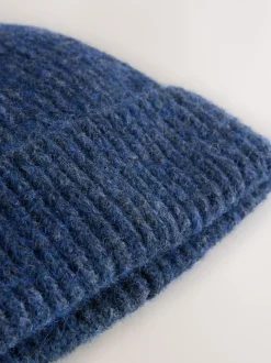 Marineblauw - Geribbelde beanie-muts met wol