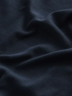 Marineblauw - Geribbelde top met ronde hals en lange mouwen