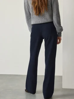 Marineblauw - Gladmakende corduroy wijde pijpen broek