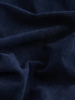 Marineblauw - Gladmakende corduroy wijde pijpen broek