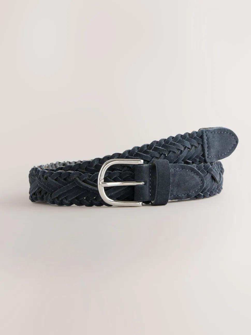 Marineblauw - Hand Plaited Leather Belt