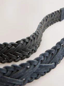Marineblauw - Hand Plaited Leather Belt