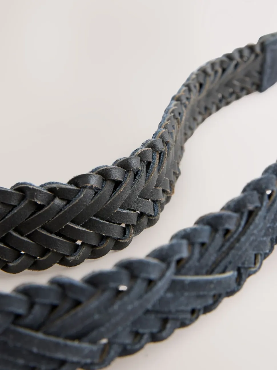Marineblauw - Hand Plaited Leather Belt