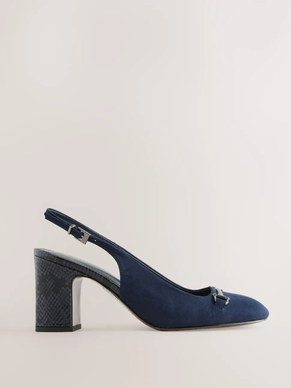 Marineblauw - Hardware Slingback Block Heels