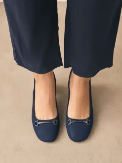 Marineblauw - Hardware Slingback Block Heels