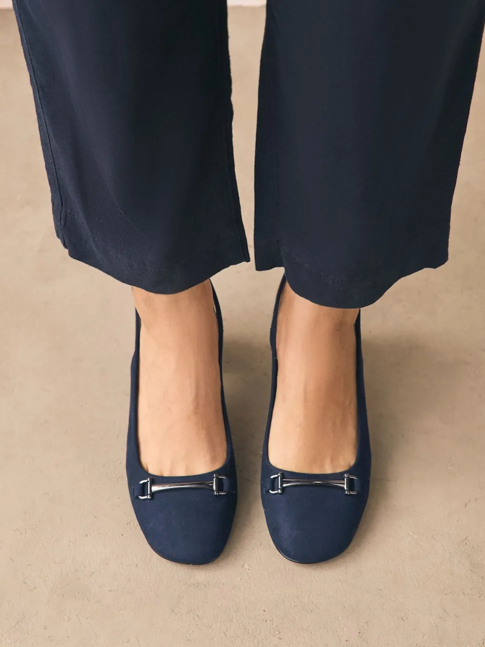 Marineblauw - Hardware Slingback Block Heels