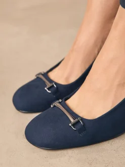 Marineblauw - Hardware Slingback Block Heels