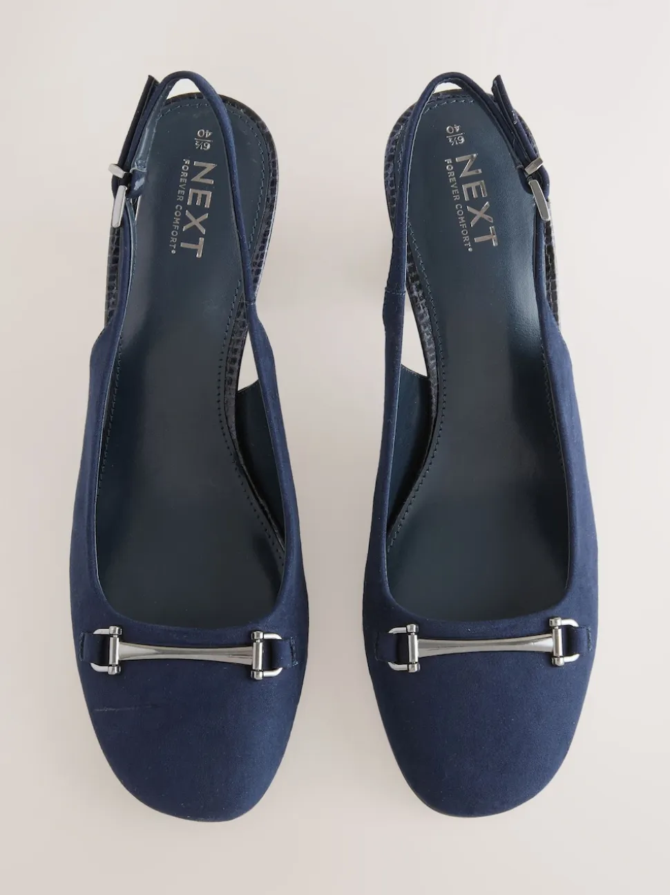 Marineblauw - Hardware Slingback Block Heels