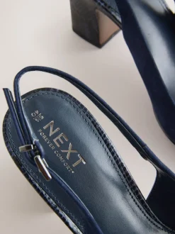 Marineblauw - Hardware Slingback Block Heels