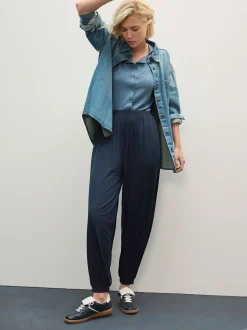 Marineblauw - Jersey Harem Joggers