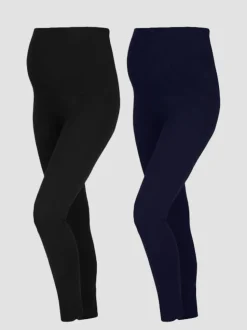 Marineblauw - JoJo Maman Bébé Cotton Rich Maternity Leggings 2 Pack