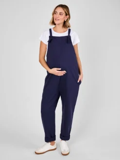 Marineblauw - JoJo Maman Bébé - Jersey zwangerschaps-tuinbroek