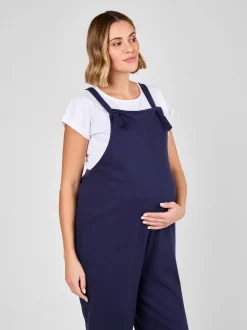Marineblauw - JoJo Maman Bébé - Jersey zwangerschaps-tuinbroek