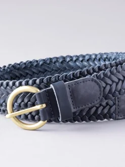 Marineblauw - Lakeland Leather Waverton gevlochten riem