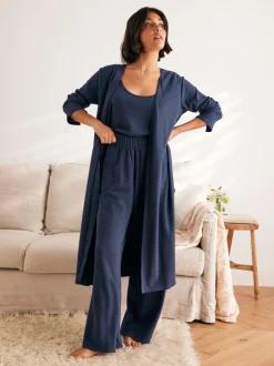 Marineblauw - Laura Ashley lang loungevest