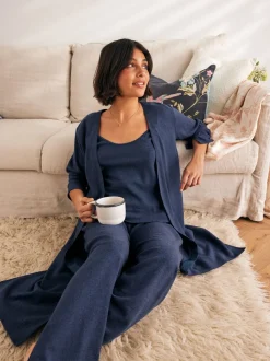 Marineblauw - Laura Ashley lang loungevest