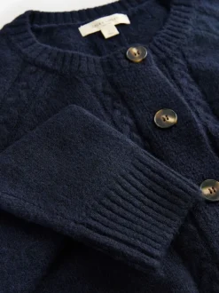 Marineblauw - Laura Ashley Cable Knit Cardigan