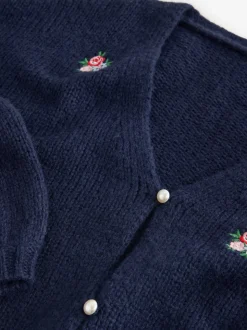Marineblauw - Laura Ashley Embroidered Floral Cardigan