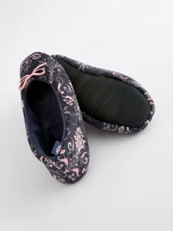 Marineblauw - Laura Ashley ballerina pantoffels
