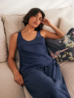 Marineblauw - Laura Ashley Gebreide loungehemdje
