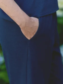 Marineblauw - Laura Ashley gebreide loungebroek