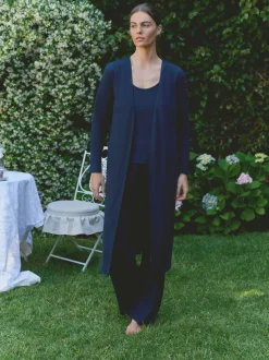 Marineblauw - Laura Ashley lang loungevest