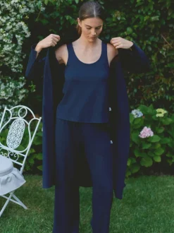 Marineblauw - Laura Ashley lang loungevest