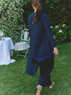 Marineblauw - Laura Ashley lang loungevest