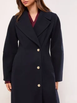 Marineblauw - Lipsy - Lange Jassen met Single breasted en ovale mouwen