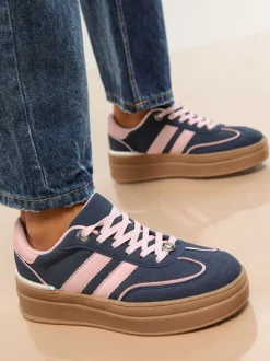 Marineblauw - Lipsy Faux suède sportschoen met dikke zool