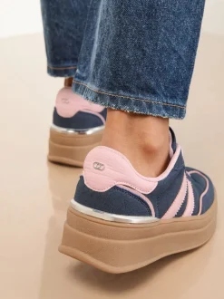 Marineblauw - Lipsy Faux suède sportschoen met dikke zool