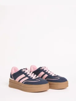Marineblauw - Lipsy Faux suède sportschoen met dikke zool
