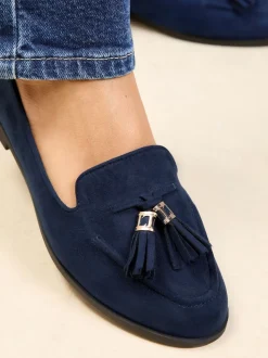 Marineblauw - Lipsy Platte Loafers met Smalle Zool en Kwastjes