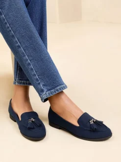 Marineblauw - Lipsy Platte Loafers met Smalle Zool en Kwastjes