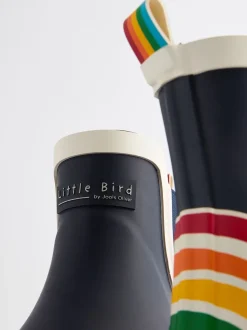 Marineblauw - Little Bird by Jools Oliver regenlaarzen met regenboog voor volwassenen