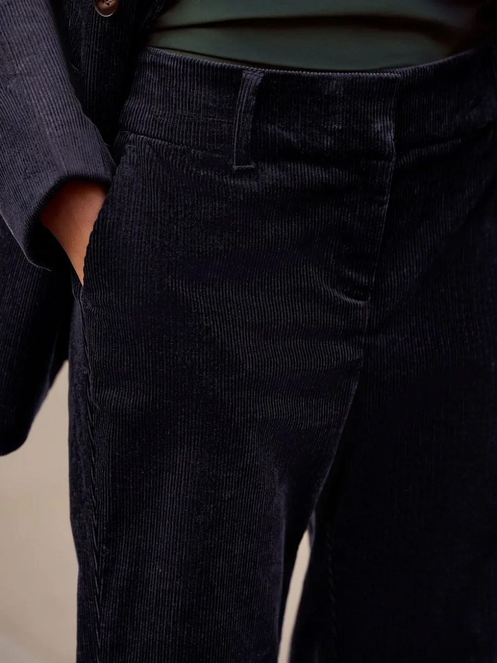 Marineblauw - N. Premium Cord Bootcut Broeken